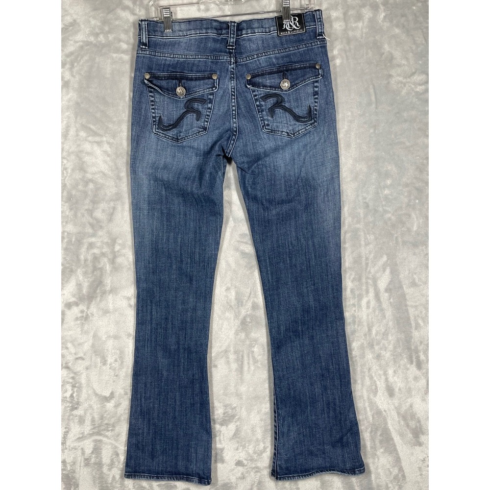 Rock & Republic Womens Bootcut Jeans Medium Wash Flap Pocket Size 10